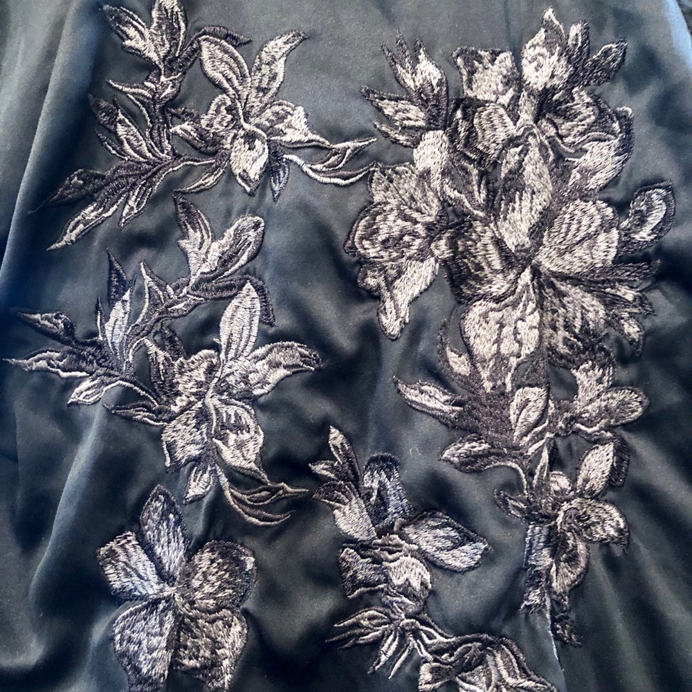 Black Floral Embroidered Bomber